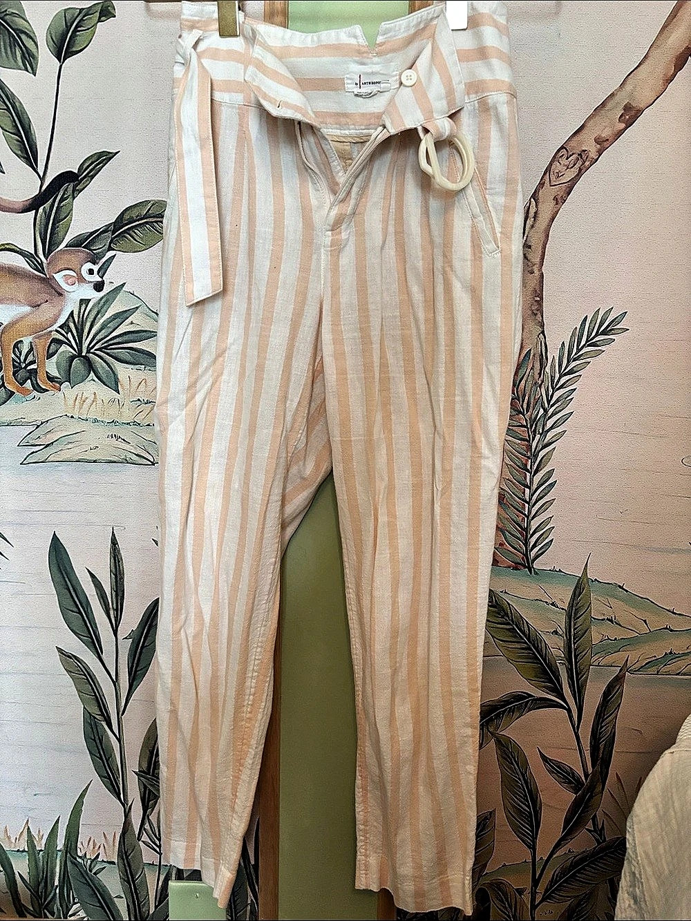 Anthropologie Striped Wide Leg Pants in Pink & White Size 2